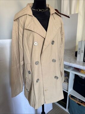 Jou Jou Beige Double-Breasted Trench Coat